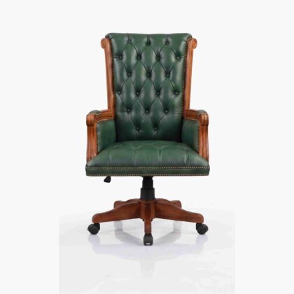 Imperial Chesterfield High-Back Executive Leather Chair – Forest Green