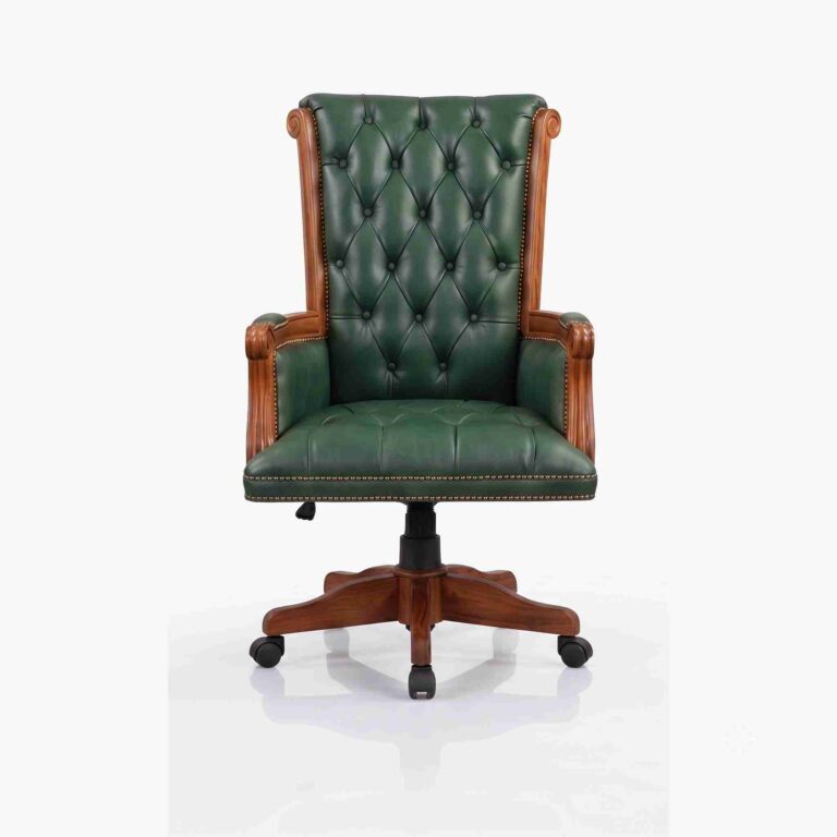 Imperial Chesterfield High-Back Executive Leather Chair – Forest Green