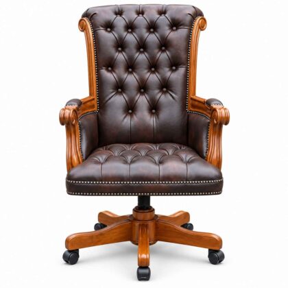 Imperial Chesterfield High-Back Executive Leather Chair – Espresso Brown