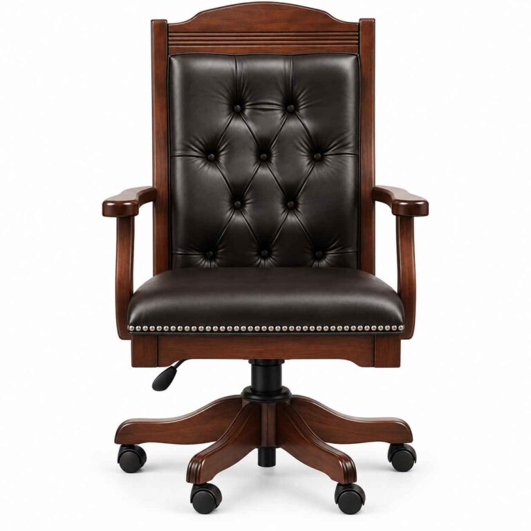 Presidential High-Back Tufted Executive Chair – Dark Walnut & Espresso