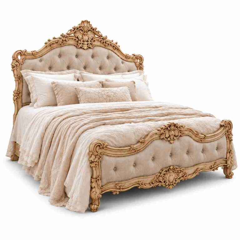 Regent Versailles French Provincial Tufted Upholstered Bed – Antique Ivory