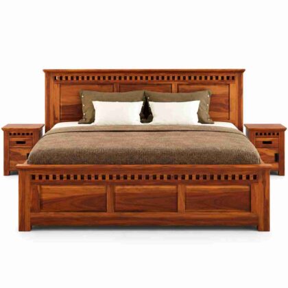 Regent Walken Solid Wood Bed with Storage – Honey Finish