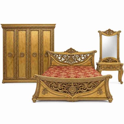 Regent Imperial Royal Gilded Carved Bedroom Suite – Antique Gold