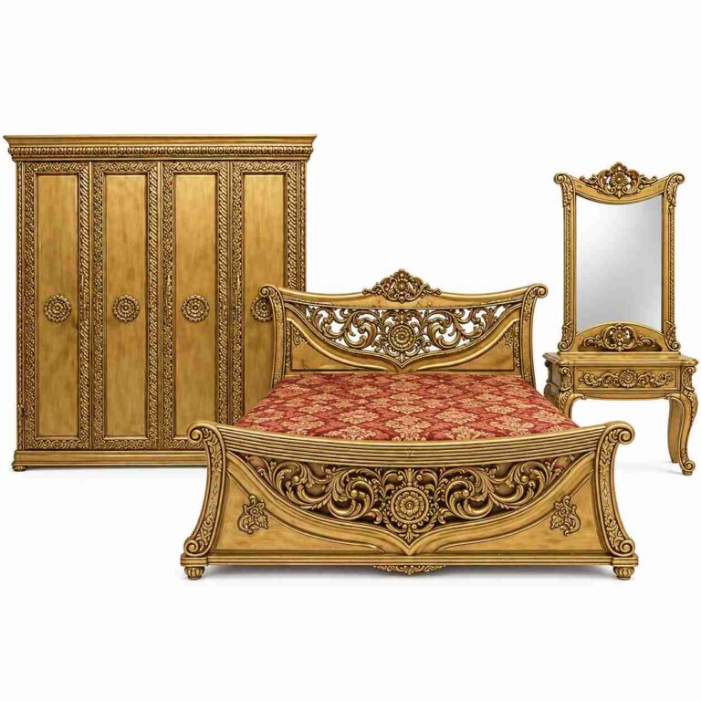 Regent Imperial Royal Gilded Carved Bedroom Suite – Antique Gold