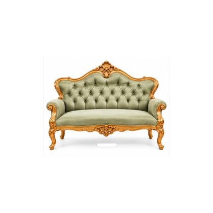 Regent Versailles French Provincial Gilded Salon Sofa Set – Antique Gold & Sage Green