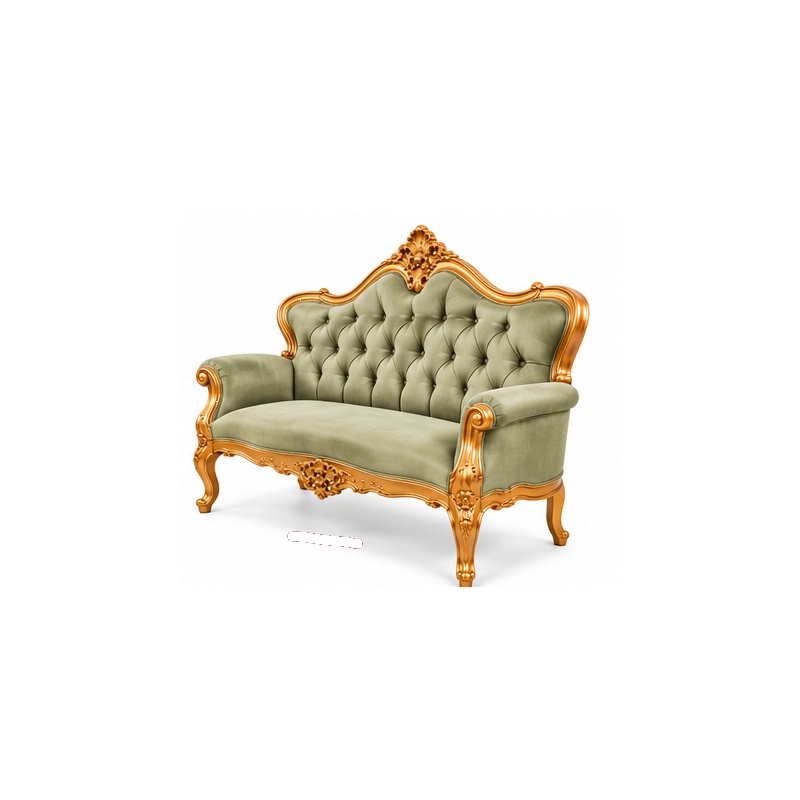 Regent Versailles French Provincial Gilded Salon Sofa Set – Antique Gold & Sage Green - Image 6