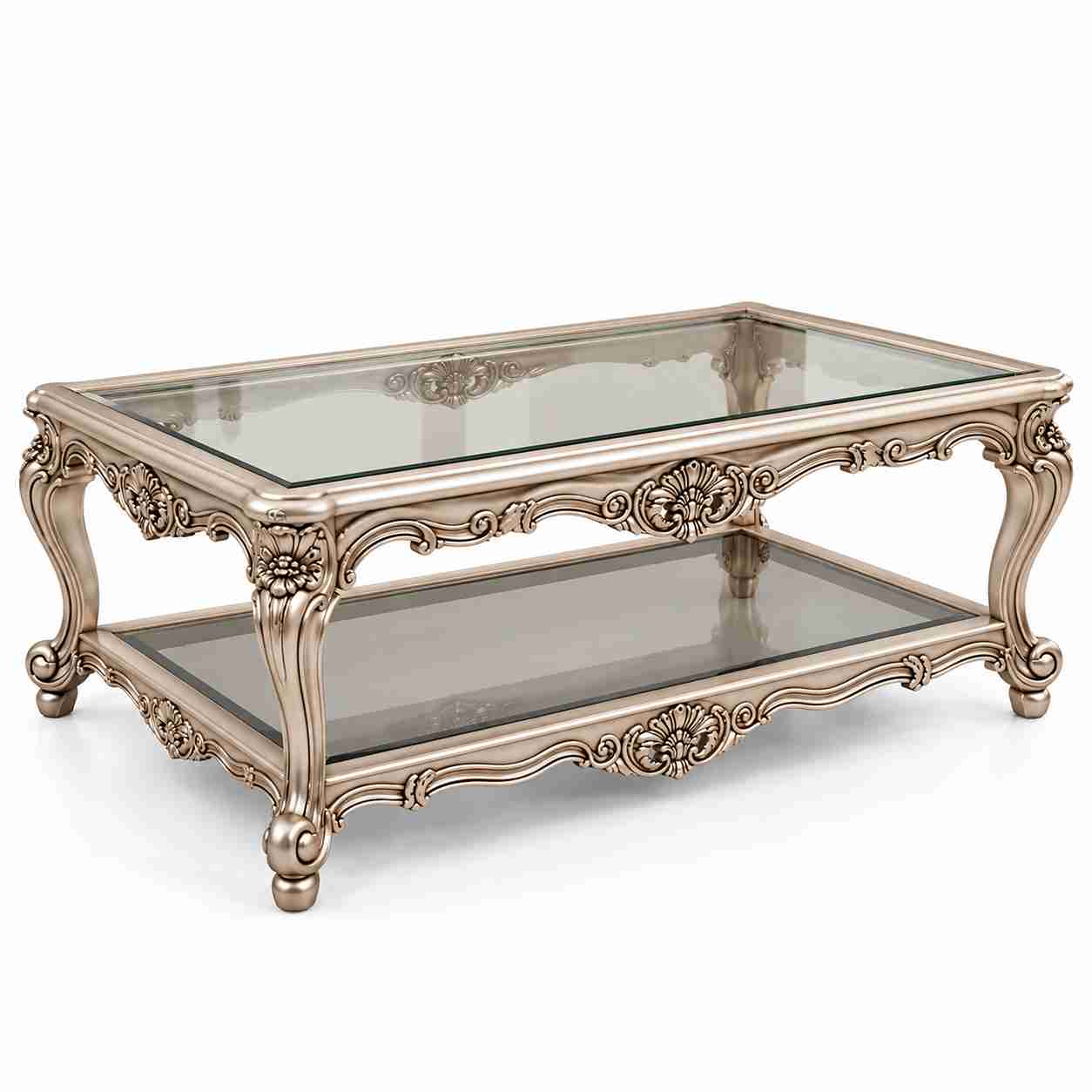 Regent Imperial Rococo Silver Champagne Salon Suite with Chaise Lounge – Metallic Silver & Taupe Floral - Image 3