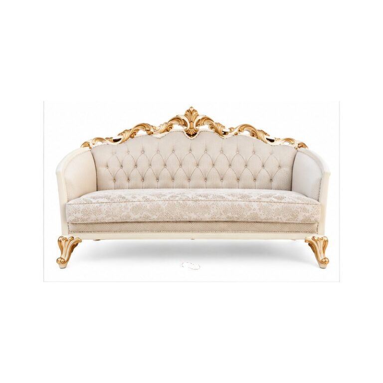 Regent Versailles French Rococo Curved Gilded Openwork Sofa – Off-White & Antique Gold