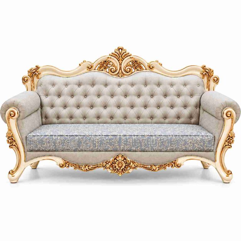 Regent Versailles French Provincial Gilded Salon Living Suite with Chaise Lounge – Off-White & Ice Blue