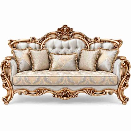 Regent Imperial Rococo Gilded Living Room Suite – Champagne Gold & Pearl Silver