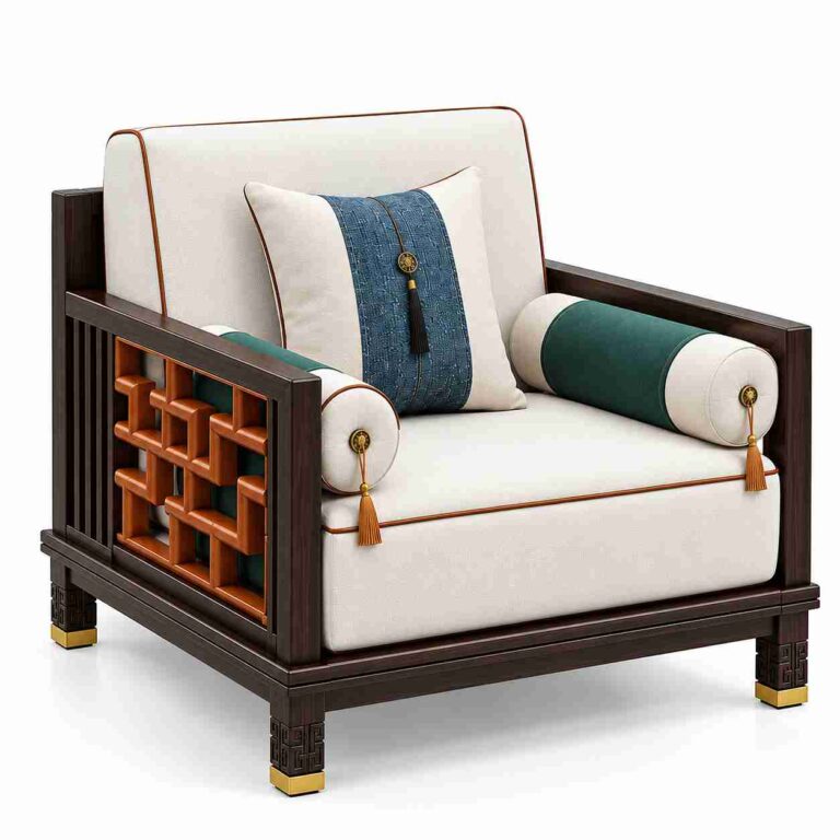 Regent Imperial New Chinese Modern Solid Wood Living Suite – Dark Ebony, Amber & Pearl White